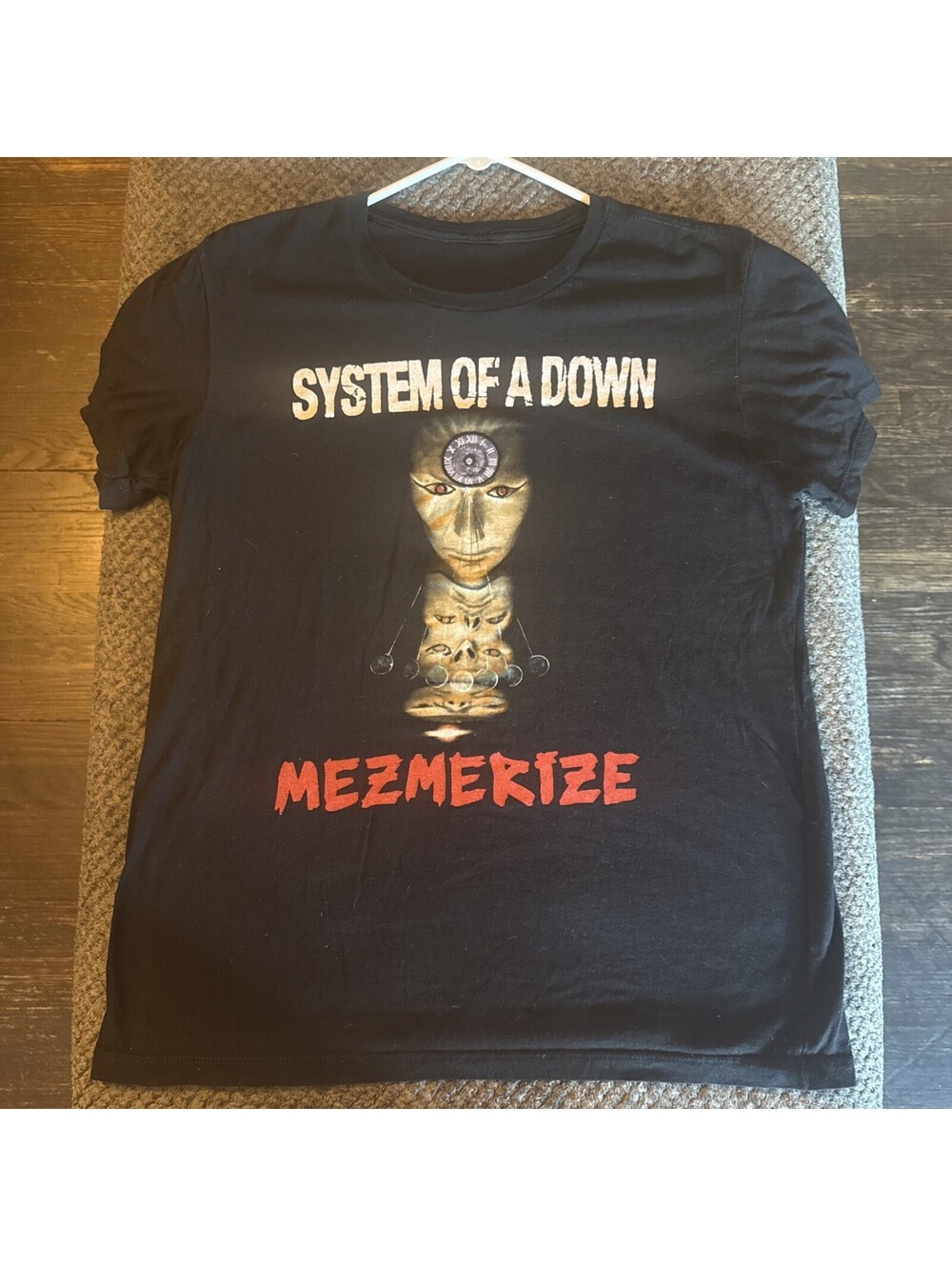 System of a Down Mezmerize Black Graphic Print Cotton Crew Neck Tee, Mens Large